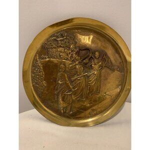 Vintage Gilt Bronze Figural Platter South Korea